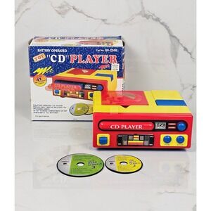 Radio Shack Toy CD Player Vintage Battery Operated 60-2566 Red Yellow Blue 1990s